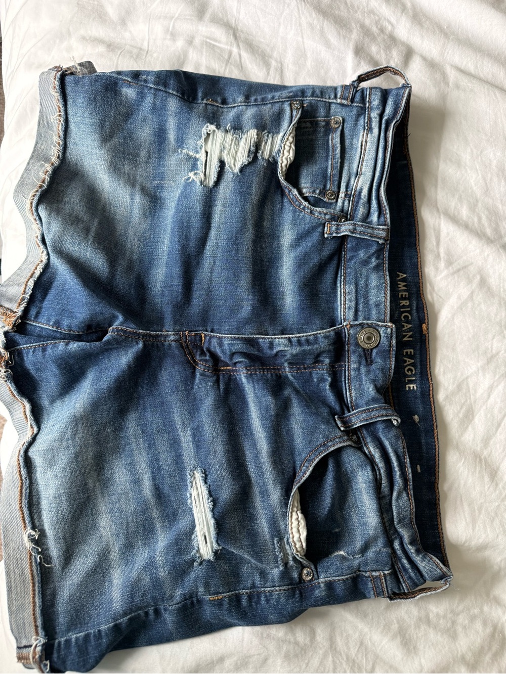 American Eagle Outfitters Distressed Blue Denim Jean Shorts